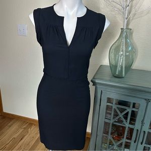 THEORY Nev Split Neck Navy Sheath Dress SZ 0